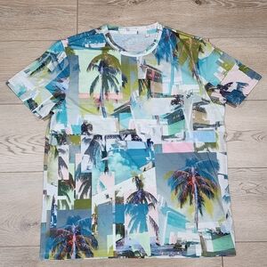 GUESS Men's Tropical Palm Tree Print T-Shirt Size M